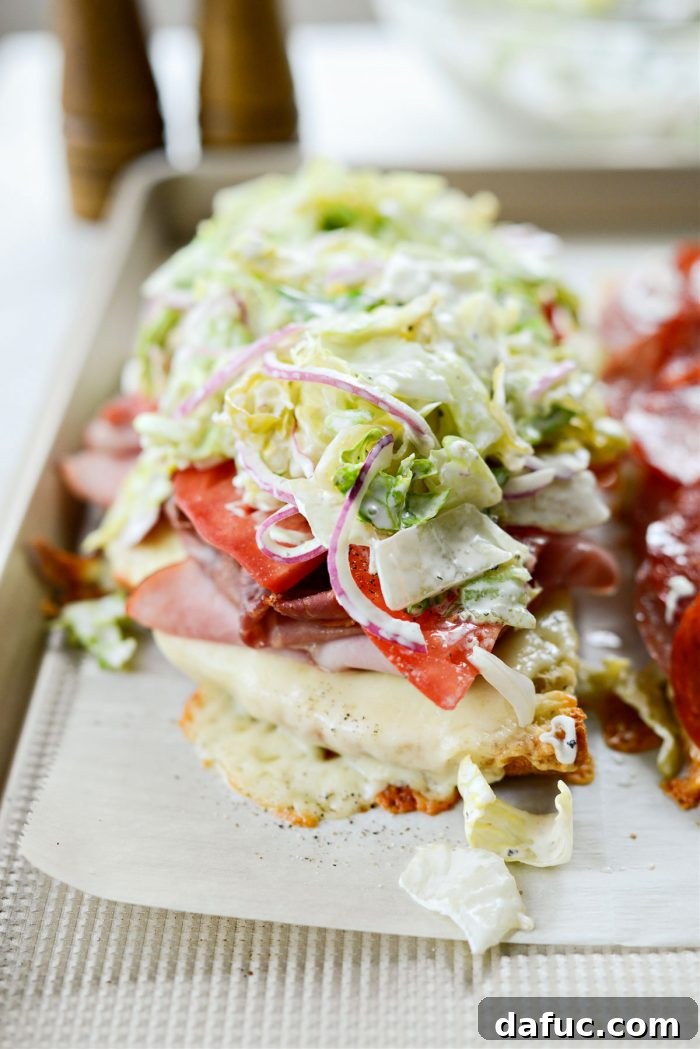 Old World Italian Sub 16 The bottom half of the sandwich, piled high with a generous amount of the creamy grinder salad.