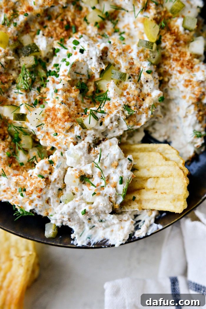 Southern Fried Pickle Ranch Dip 17 Fried Pickle Ranch Dip garnished and ready