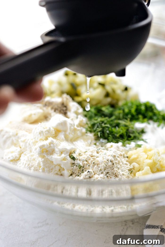 Southern Fried Pickle Ranch Dip 8 Squeezing in the juice of 1/2 a small lemon