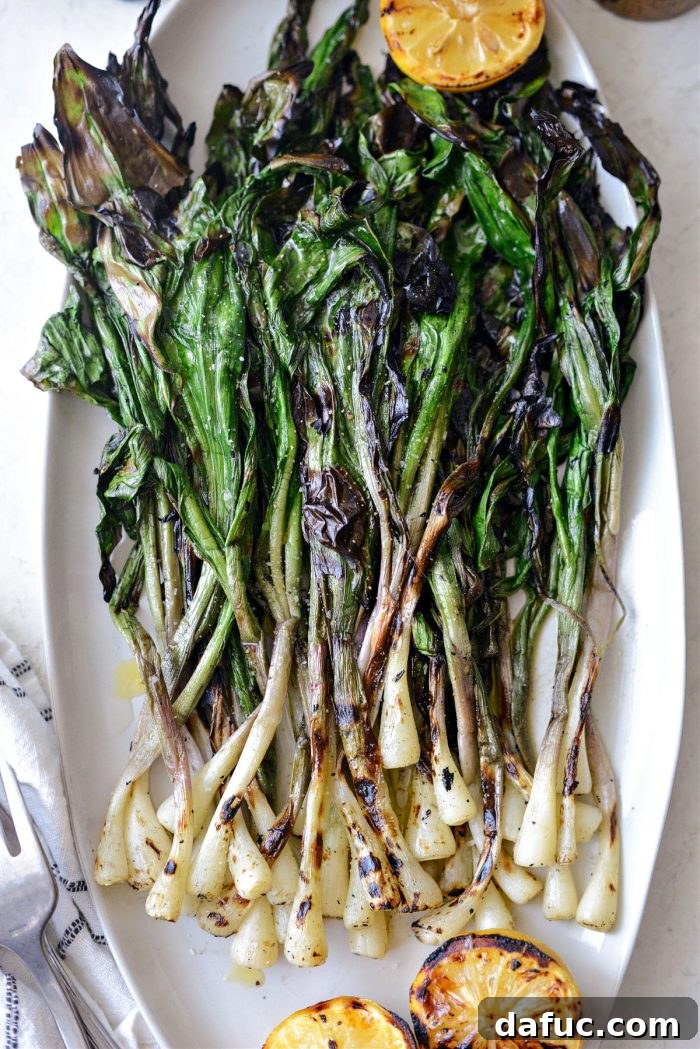 Charred Ramps Perfection 2 Freshly Grilled Wild Ramps with Charred Lemon