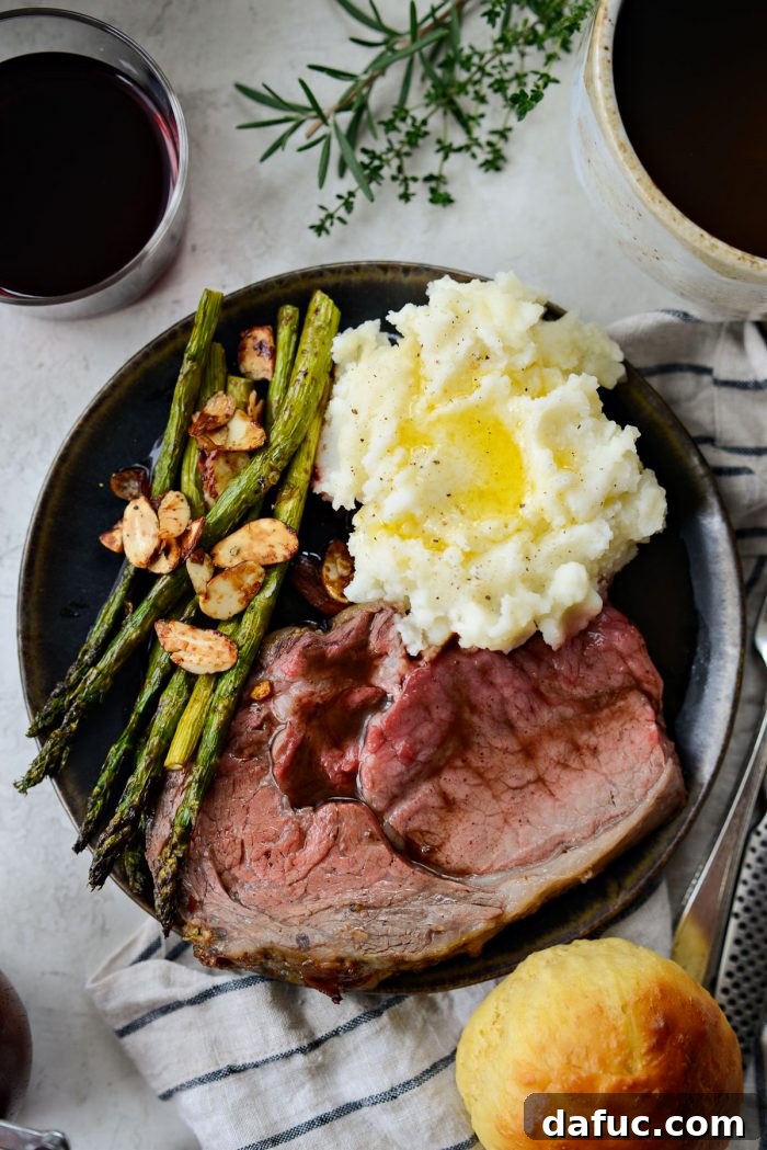 Rosemary Dijon Crusted Prime Rib with Pinot Noir Au Jus 26 Serve Dijon Rosemary Prime Rib Roast with sides and soft dinner roll.