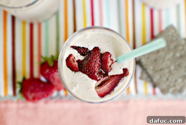 top view Roasted Strawberry Milkshake l SimplyScratch.com