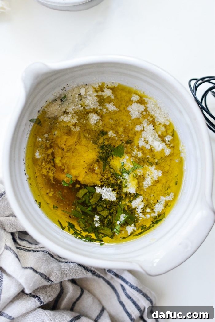Classic Italian Chopped Perfection 5 Sweet Basil Parmesan dressing ingredients in bowl