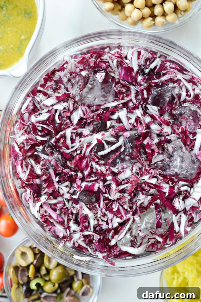 Classic Italian Chopped Perfection 7 soak radicchio in ice water