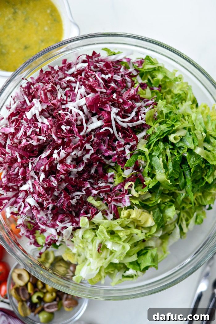 Classic Italian Chopped Perfection 8 iceberg, romaine and radicchio in bowl