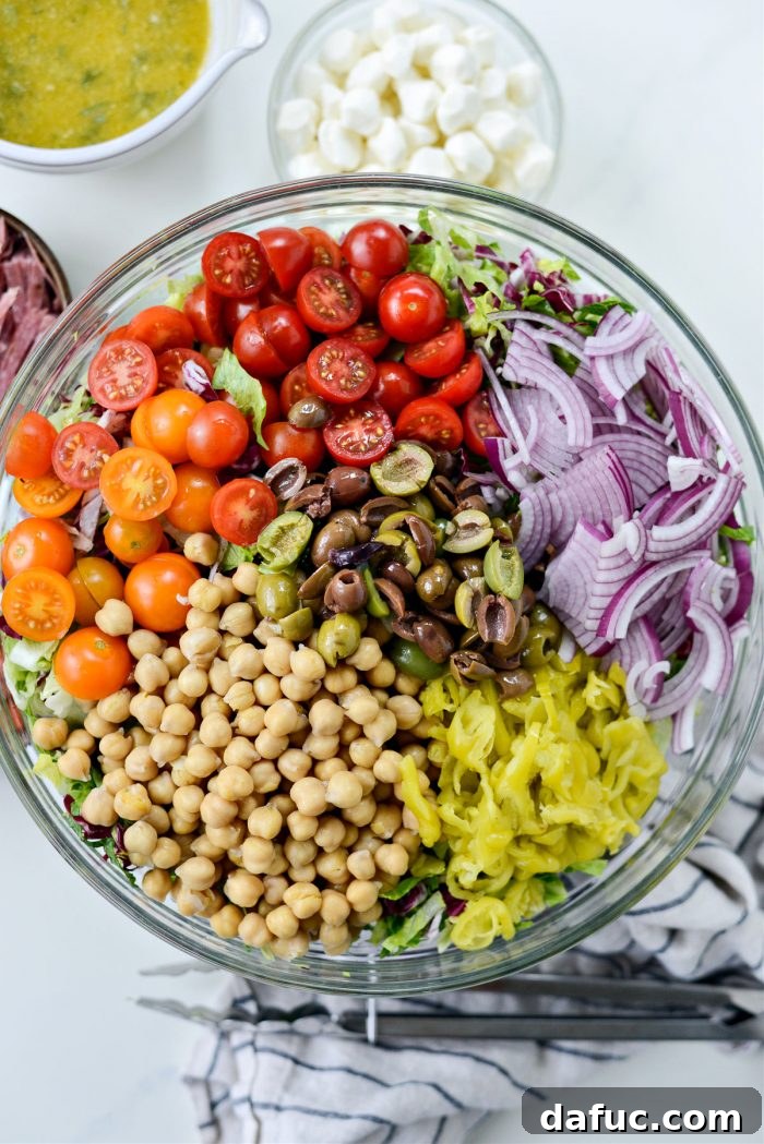 Classic Italian Chopped Perfection 10 add tomatoes, onions, olives, chickpeas and pepperoncinis