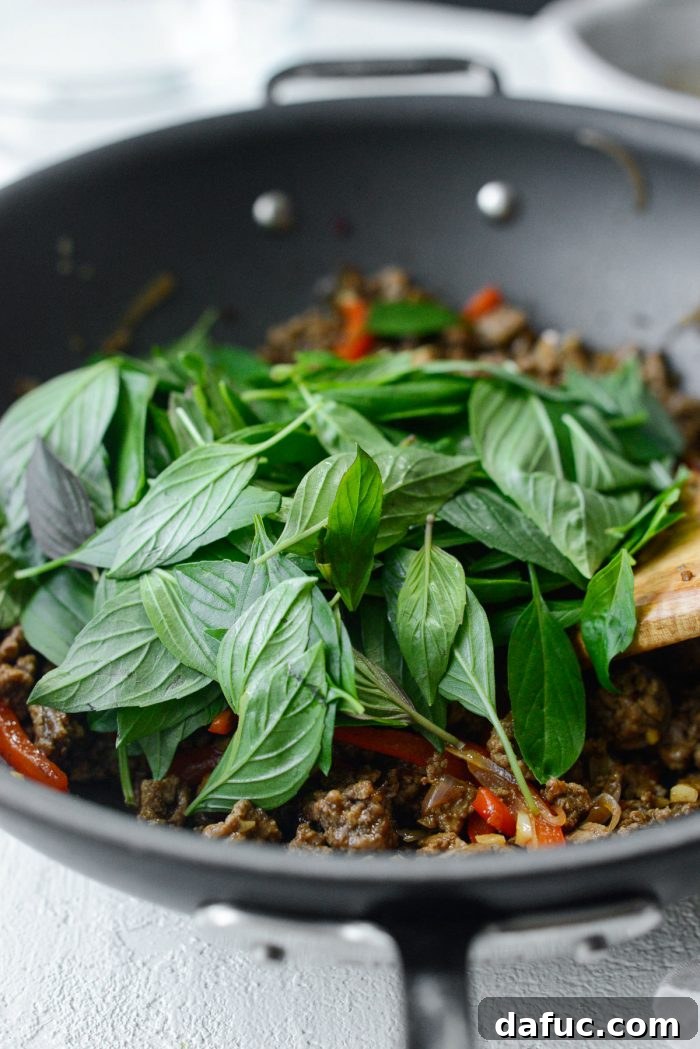 Fragrant Thai Basil Beef 14 add thai basil