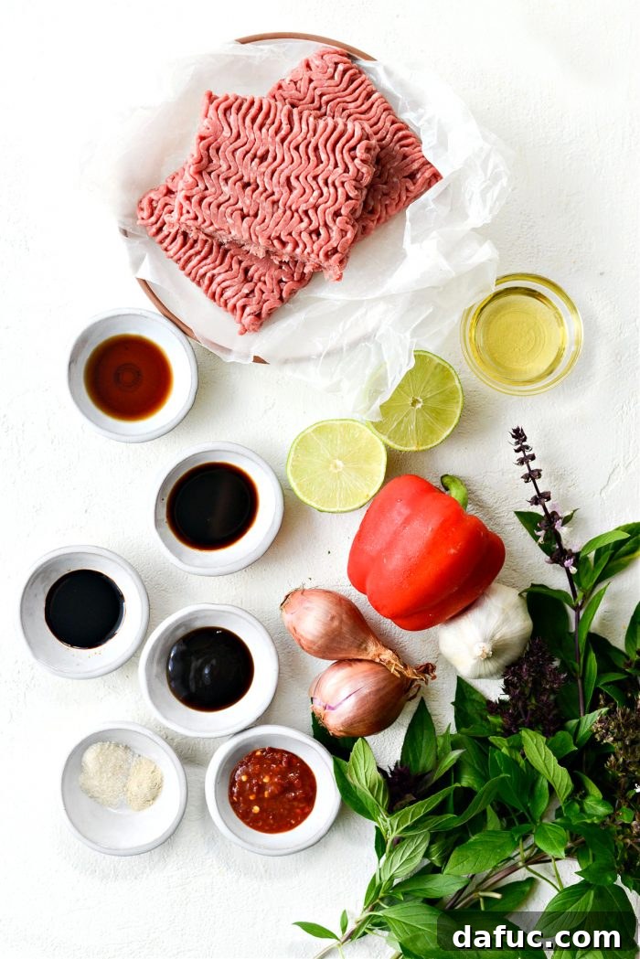Fragrant Thai Basil Beef 4 ingredients for Thai Basil Beef