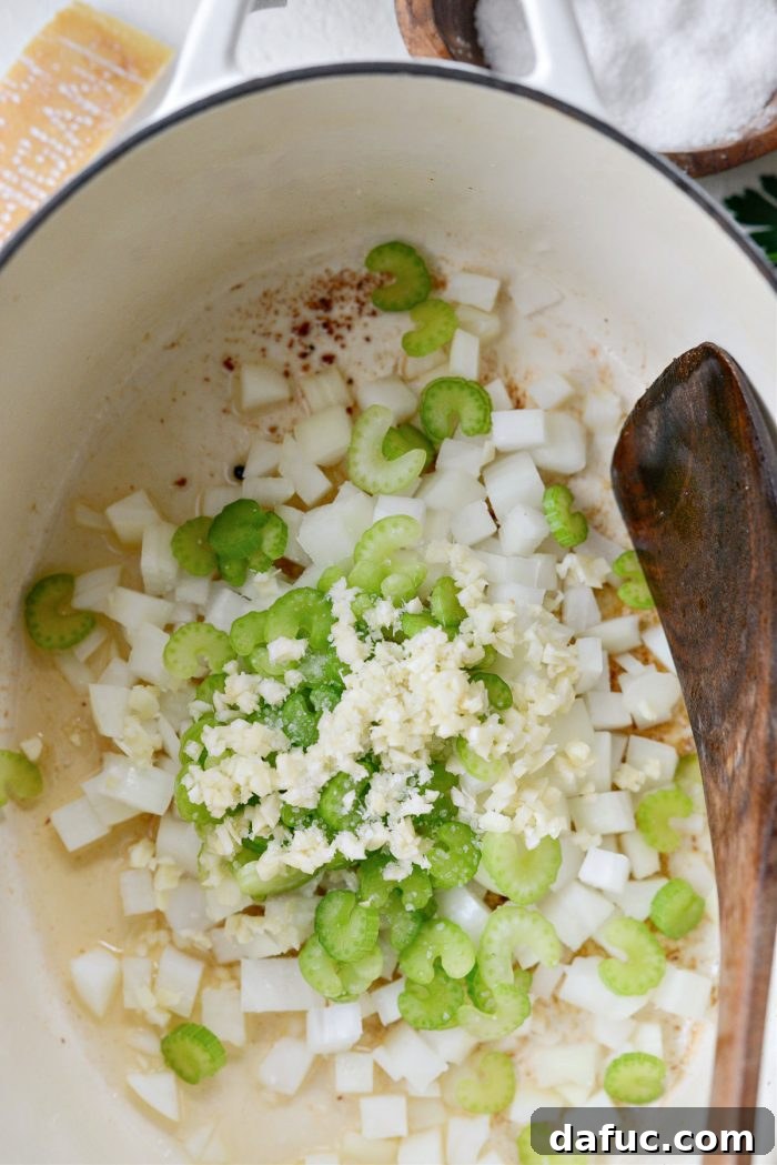 Silken Pasta e Fagioli 12 add onions, celery, and garlic to pot with pancetta fat