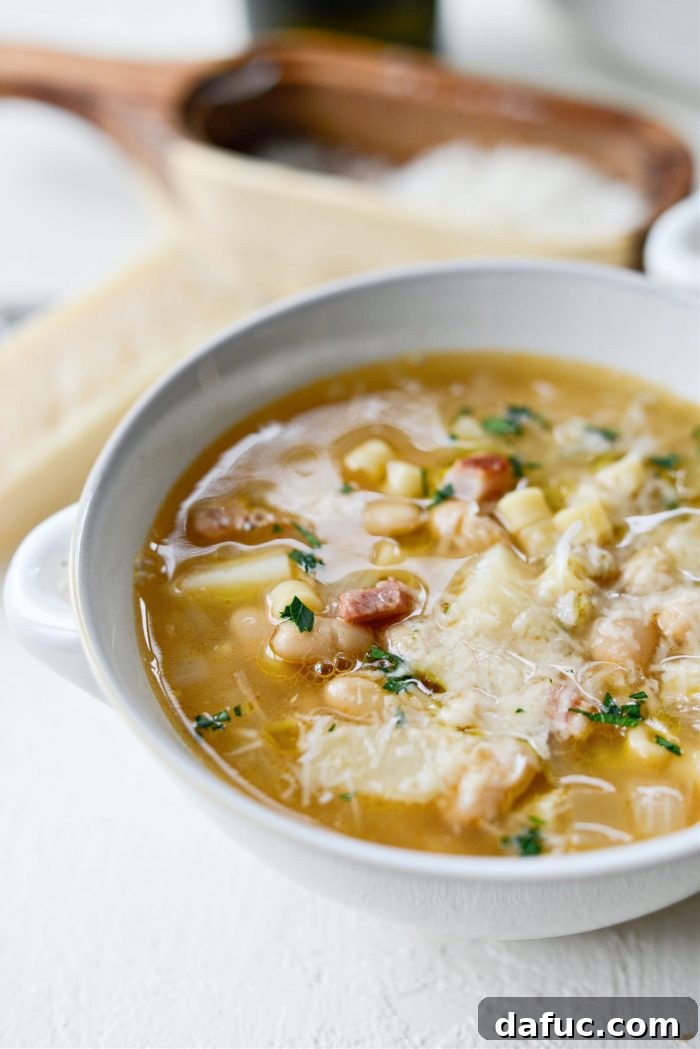 Silken Pasta e Fagioli 3 White Pasta e Fagioli served in a bowl
