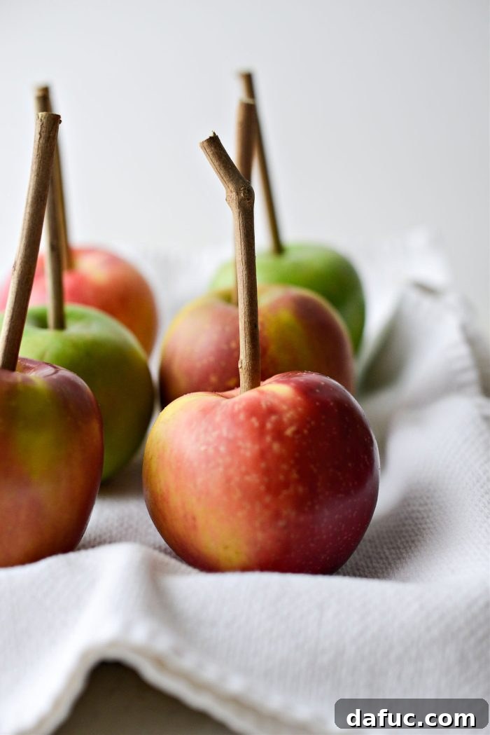 Sweet & Simple Homemade Caramel Apples 7 add sticks to apples