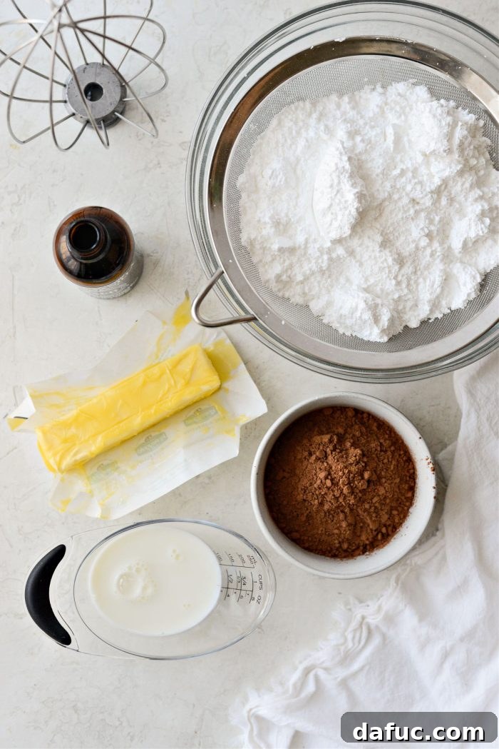 Decadent Chocolate Cloud 3 ingredients for Whipped Chocolate Buttercream