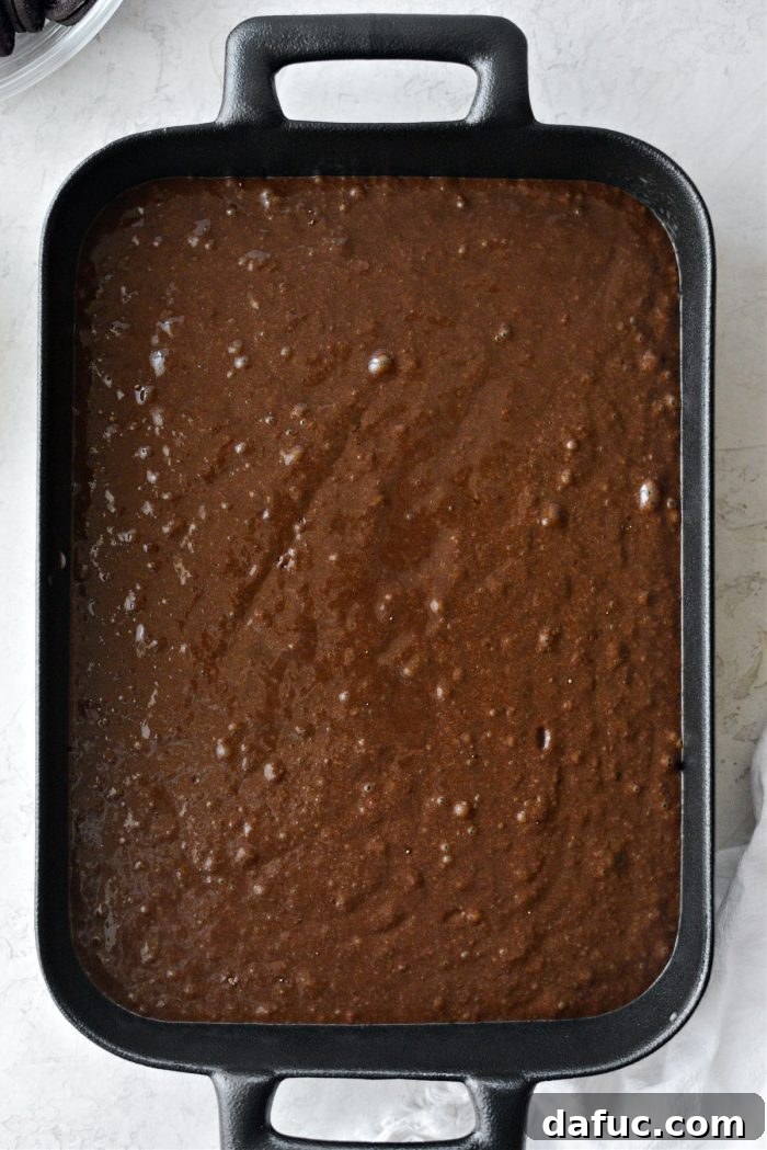 Decadent Chocolate Garden Delight 17 Chocolate cake baking inside a hot oven