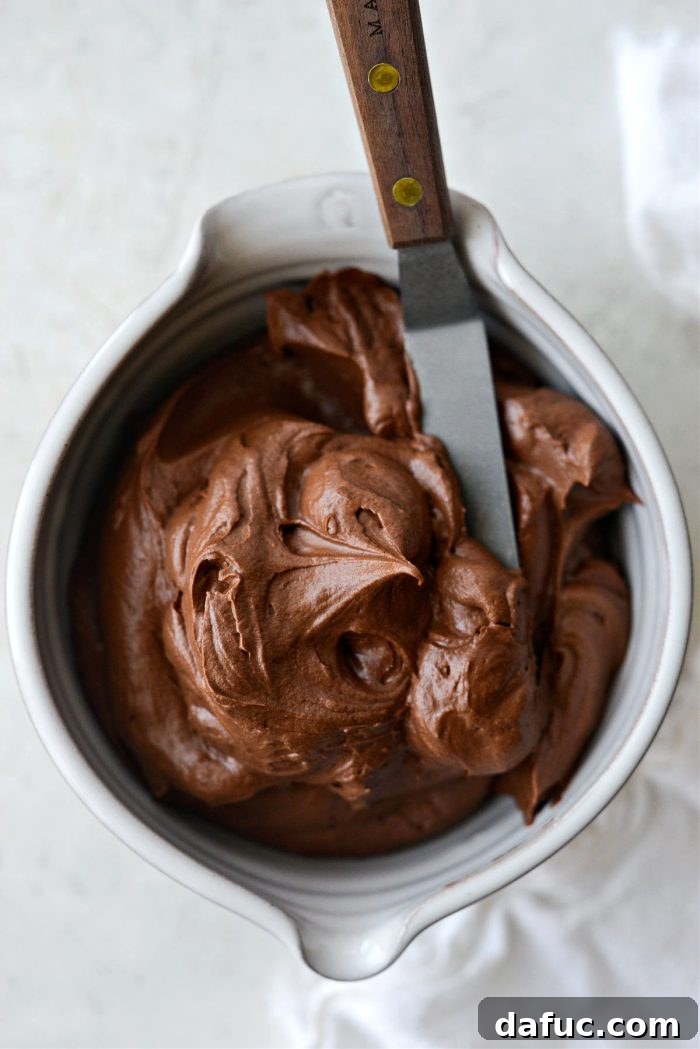 Decadent Chocolate Garden Delight 21 Smooth and creamy chocolate buttercream frosting ready to be used