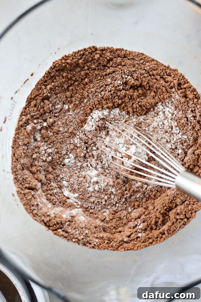 Decadent Chocolate Garden Delight 7 Whisked dry ingredients showing a homogeneous mixture