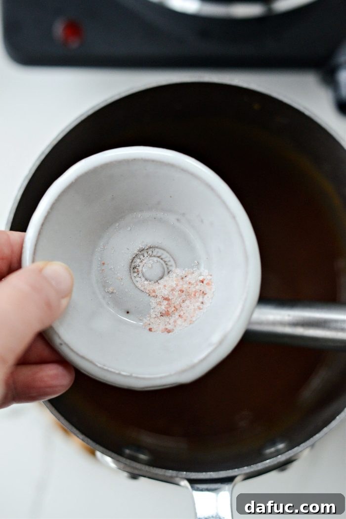 Adding salt to the caramel sauce