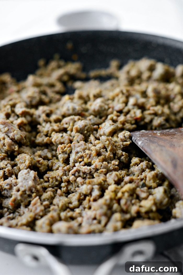Spicy Farmhouse Breakfast Sausage Gravy 13 stir and cook until absorbed