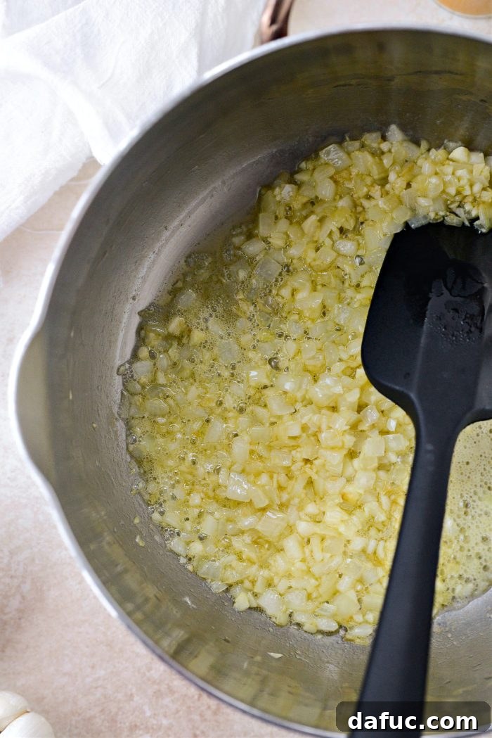 Golden Turmeric Rice 6 Sautéed onions and garlic turning translucent