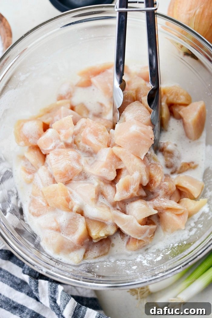 Guilt-Free Sesame Chicken 9 Whisking Egg White and Cornstarch Mixture