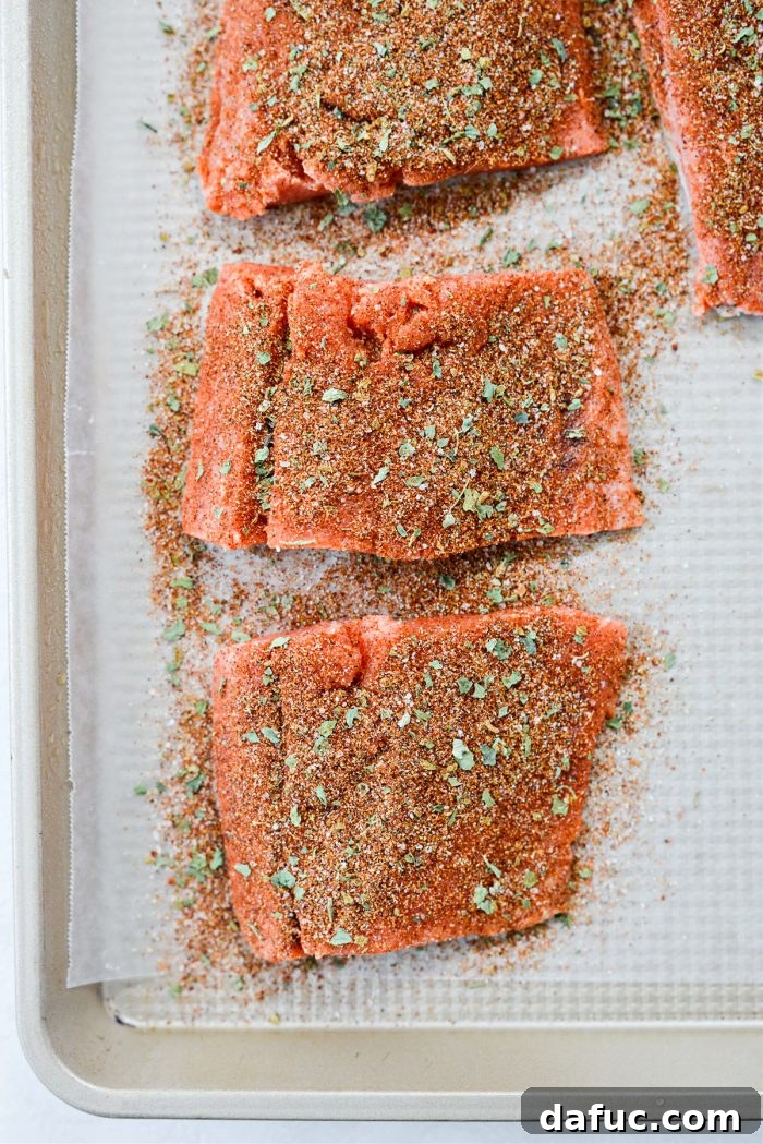 Chipotle-Kissed Salmon BLT 10 Seasoning salmon filets with Mexicali seasoning
