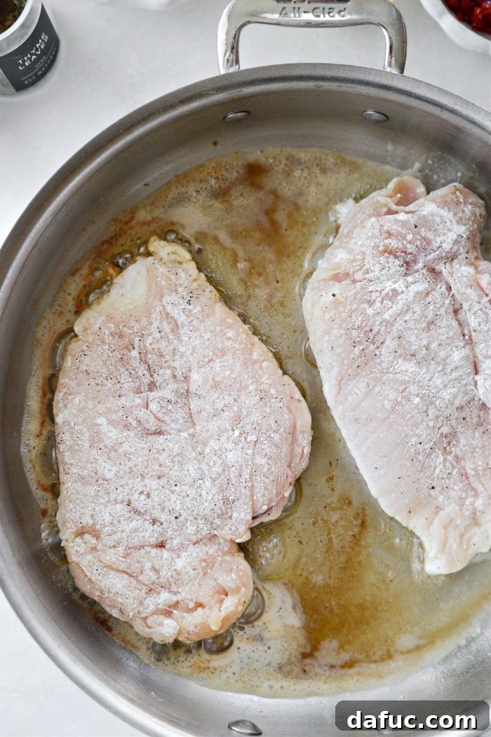 The I Do Chicken 9 Searing chicken breasts in butter and olive oil until golden brown