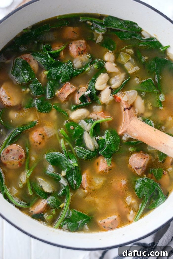 Rustic Chicken Sausage and White Bean Pot 17 Final plated Chicken Sausage White Bean Stew with bread and Parmesan