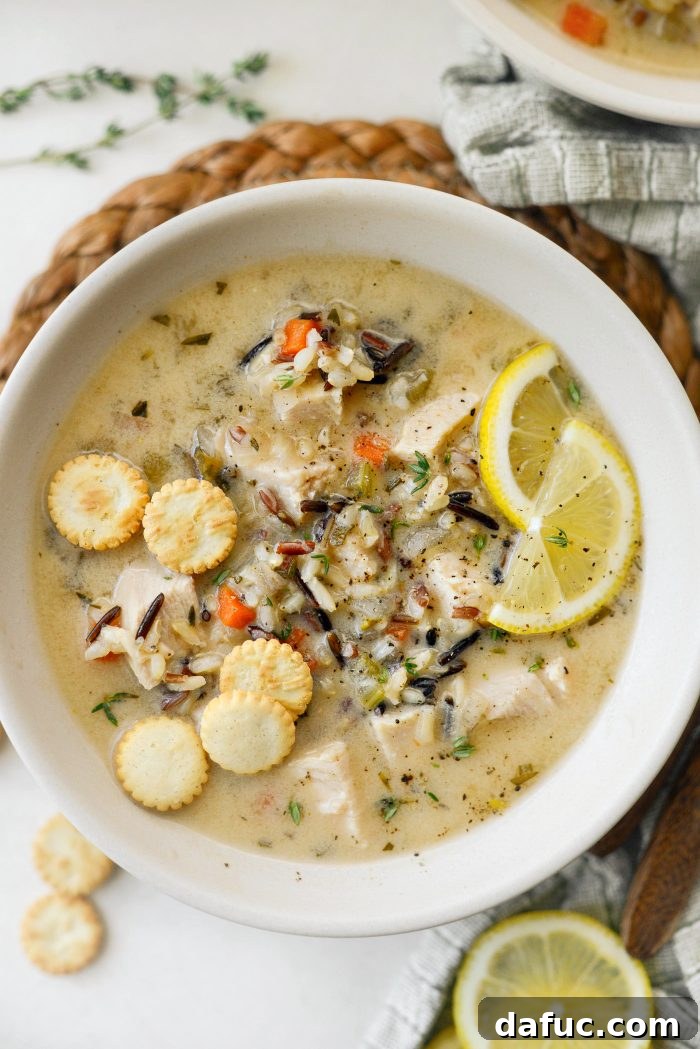 Turkey Lemon Wild Rice Soup - a delicious way to use leftover turkey.