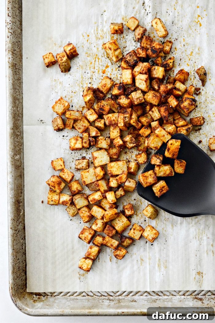 Crispy roasted potatoes after baking