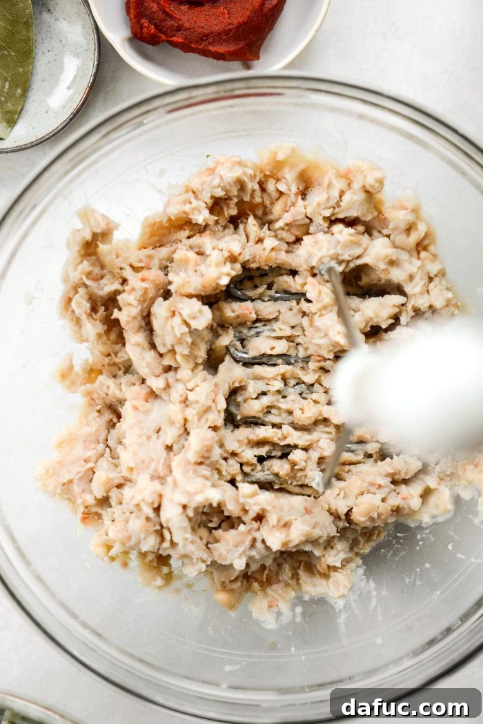 smashed white beans