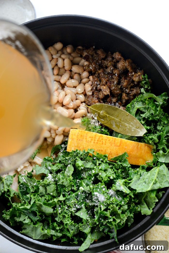pour in 10 cups low-sodium chicken broth