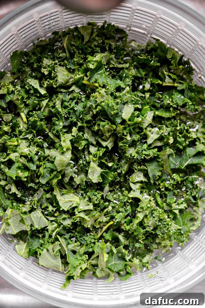 chop and wash kale