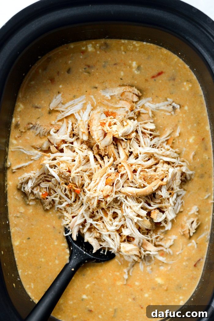 Adding shredded chicken back into the chili
