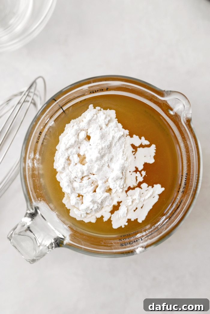 whisk tapioca flour to beef broth