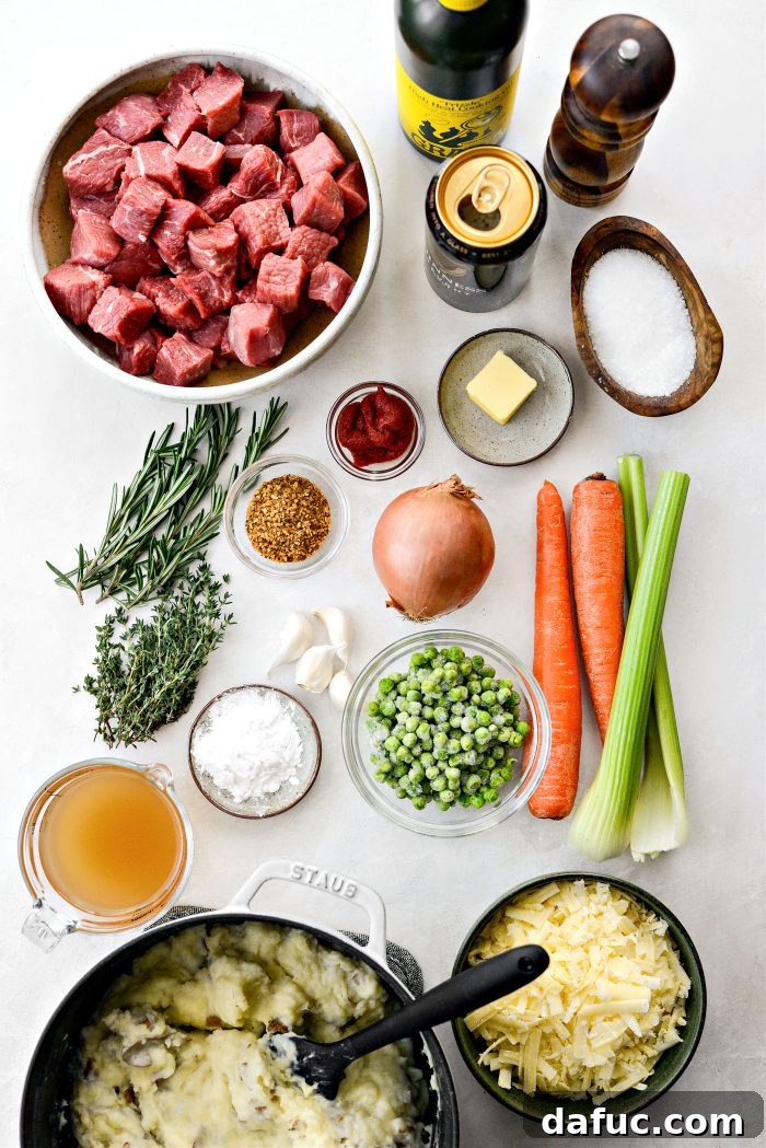 Ingredients for Guinness Beef Cottage Pie
