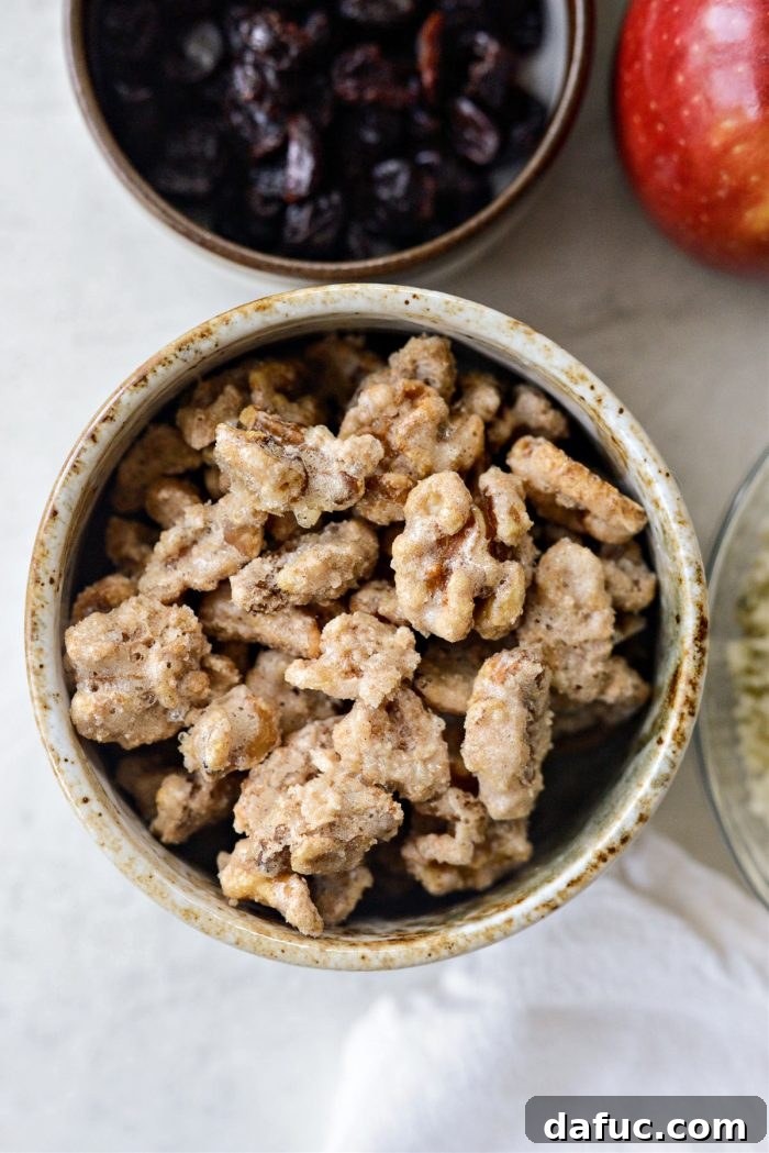 candied walnuts in bowl