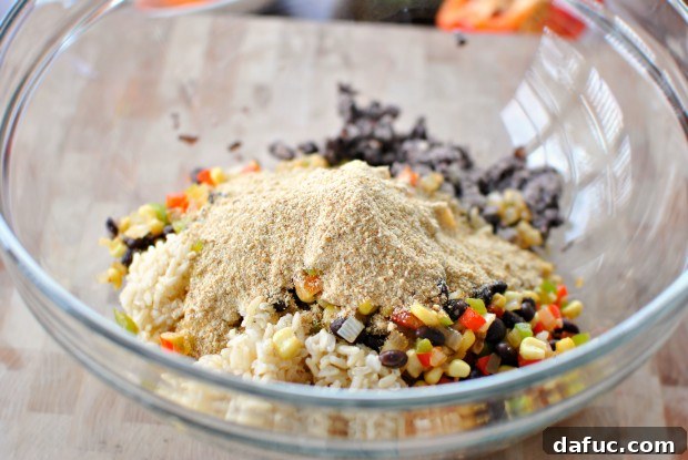 Adding breadcrumbs to the mixture