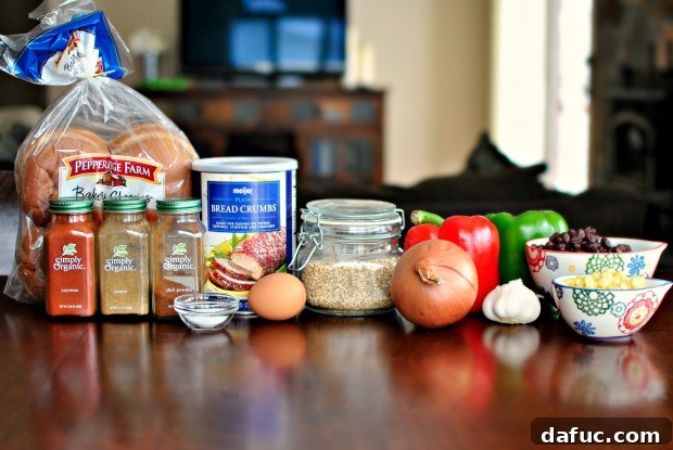 Ingredients for Southwest Black Bean Veggie Burgers