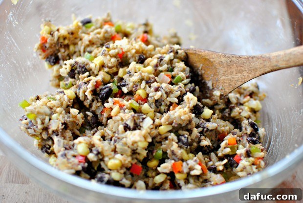 Combined veggie burger mixture