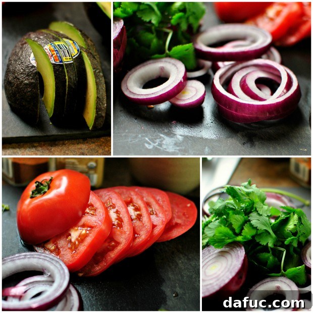 Collage of burger toppings