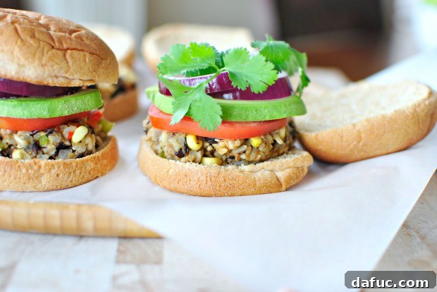 Southwest Black Bean + Rice Veggie Burger l SimplyScratch.com
