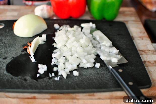 Chopped yellow onion for veggie burgers