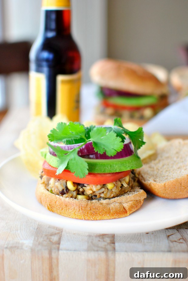 Southwest Black Bean + Rice Veggie Burger l SimplyScratch.com