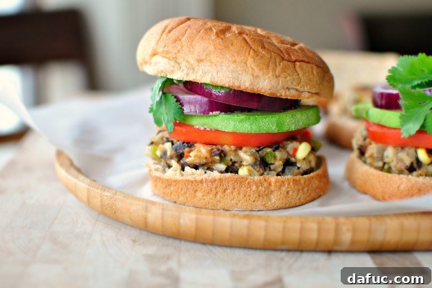 Southwest Black Bean + Rice Veggie Burger l SimplyScratch.com