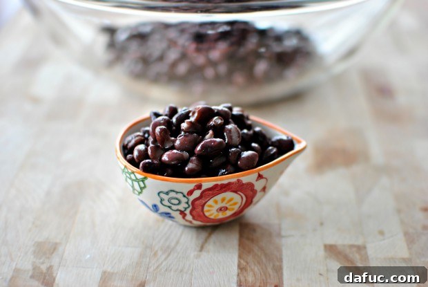 Reserving a quarter cup of black beans