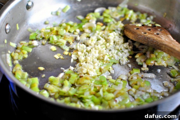 Silky Pancetta, Leek, and Sweet Pea Mac & Cheese 12 Minced garlic added to softened leeks