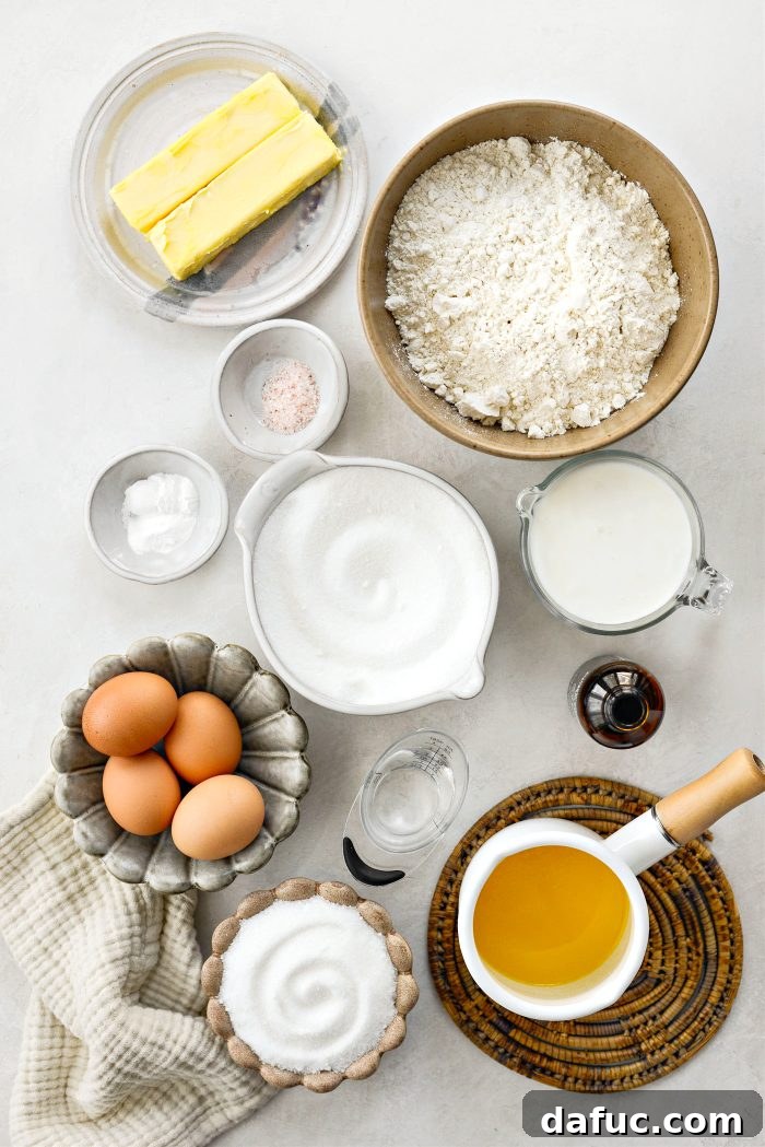 Golden Butter Drenched Cake 4 Ingredients for Kentucky Butter Cake laid out on a table