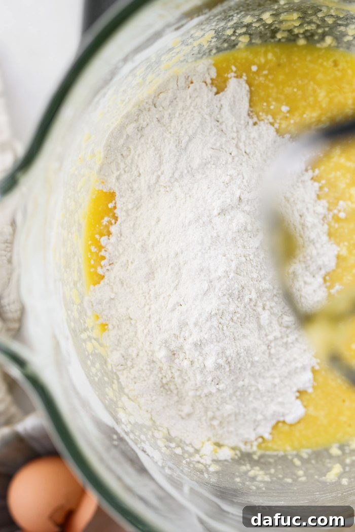 Golden Butter Drenched Cake 10 Gradually adding dry ingredients to the wet mixture