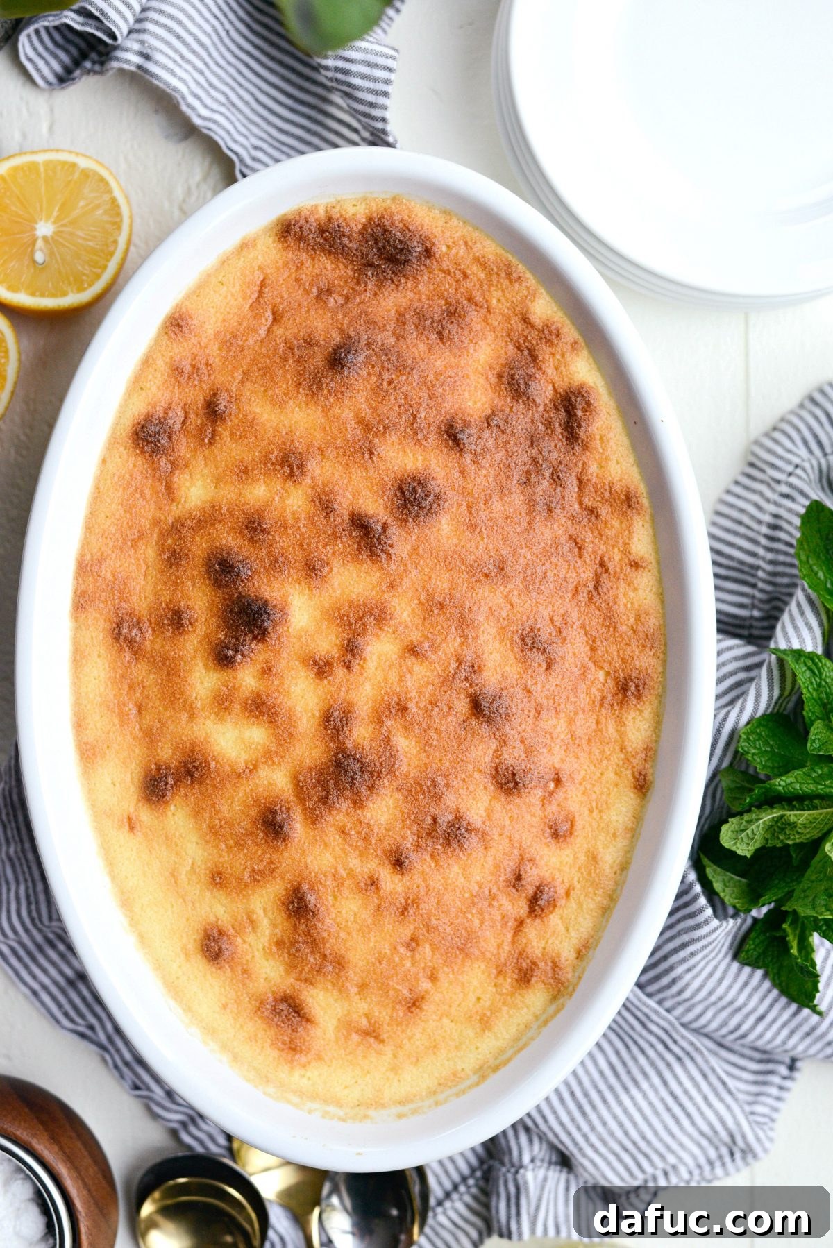 Freshly baked Meyer Lemon Pudding Cake