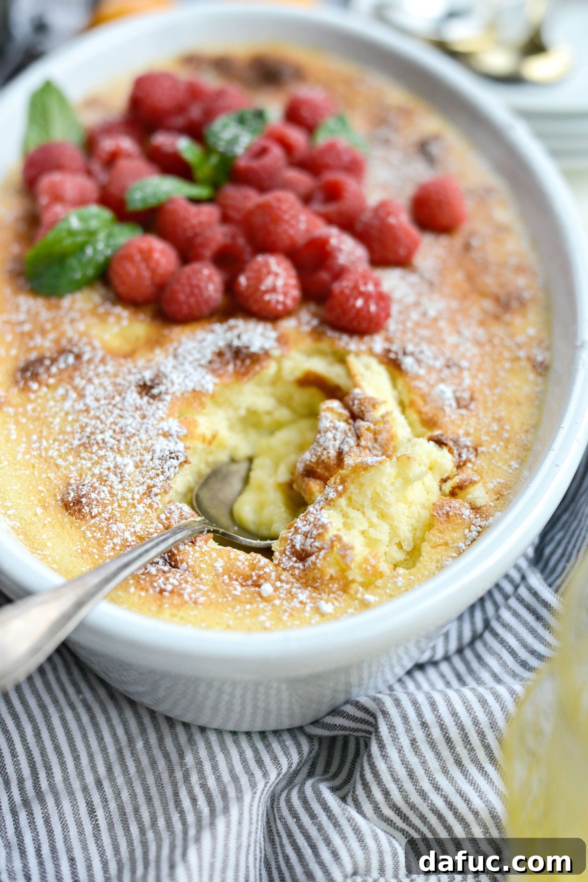 A spoonful of Meyer Lemon Pudding Cake