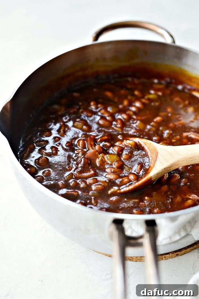 Hearty Homestyle Baked Beans 11 A bowl of freshly made Homemade Baked Beans